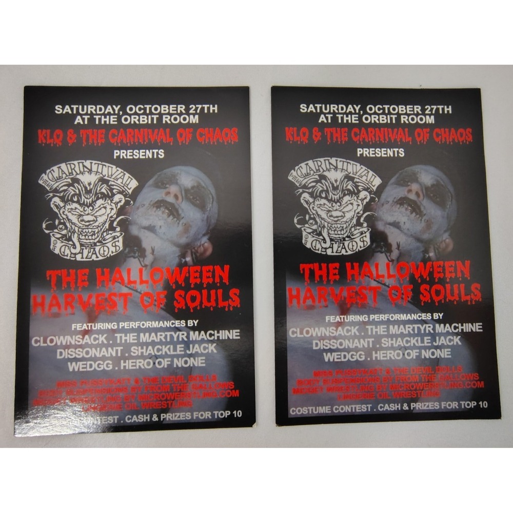 The Halloween Harvest of Souls Concert Flyer Lot of 2 Carnival of Chaos